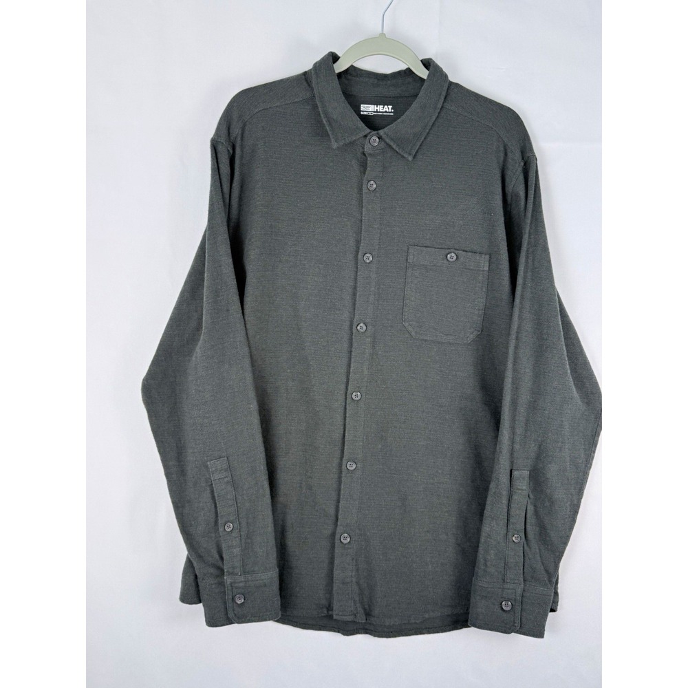 32 Degrees Heat Men's Large Gray Long Sleeve Button Up Stretch Pocket Shirt